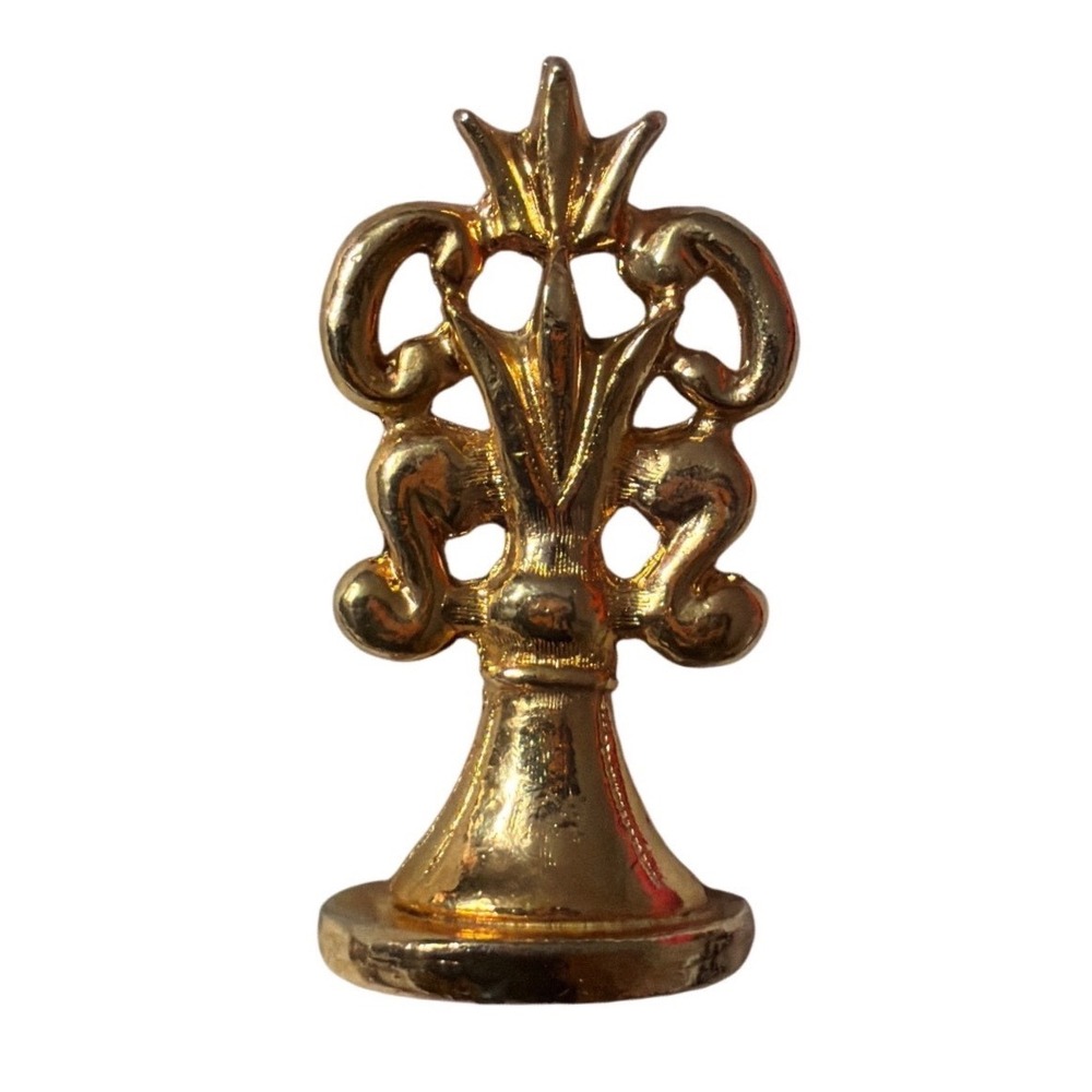 Vintage Gold Tone Fleur-de-lis Wax Seal Stamp Initial H Monogram Ornate Handle